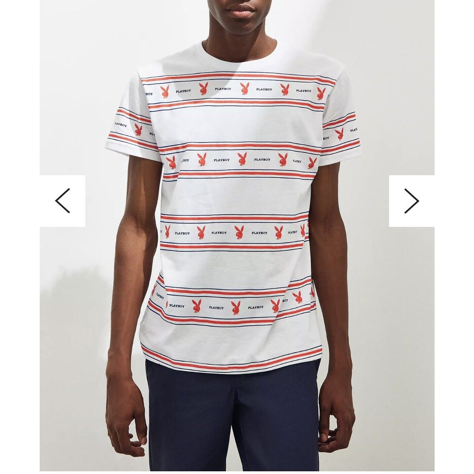 Urban Outfitters Playboy Menâs Striped Tee Size Small